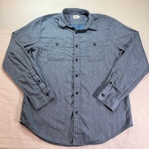 Faherty Shirt Mens LARGE  Knit Seasons Shirt  Long Sleeve Blue
